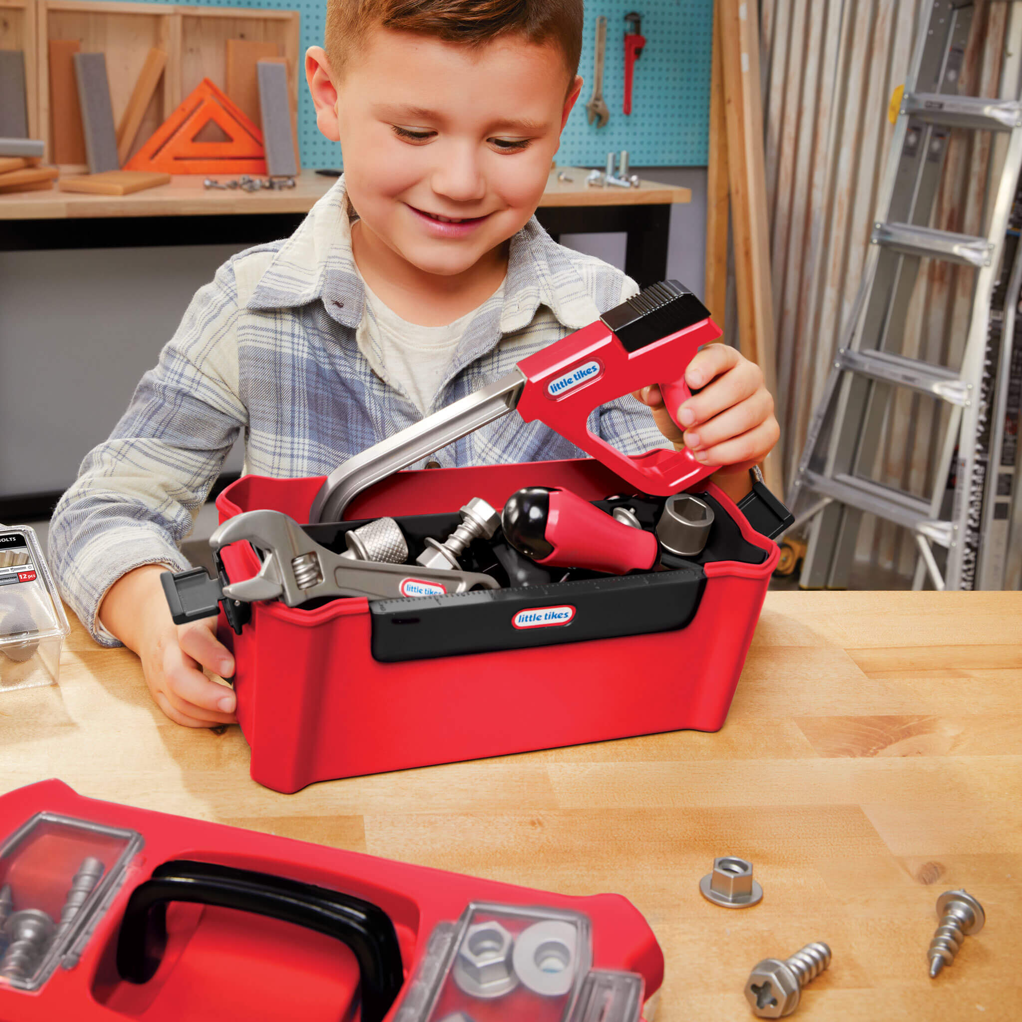 Creative Construction™ Tool Box Set - Portable Pretend Tool Set for Young Builders with Fine Motor and Problem-Solving Play