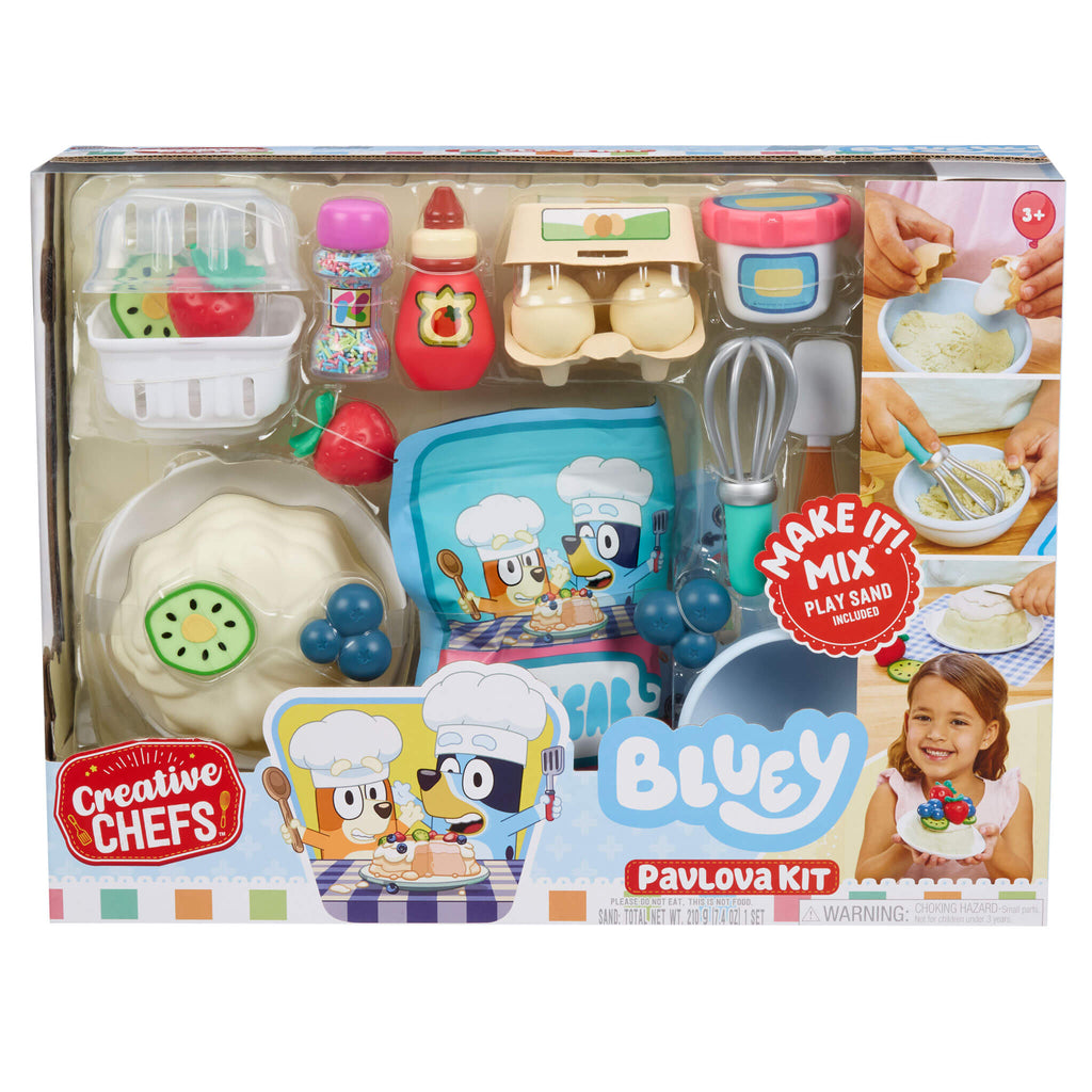 Creative Chefs™ Bluey - Pavlova Kit - Pretend Dessert Kit with Recipe Cards and Reusable Mix with Step-by-Step Pretend Dessert Making
