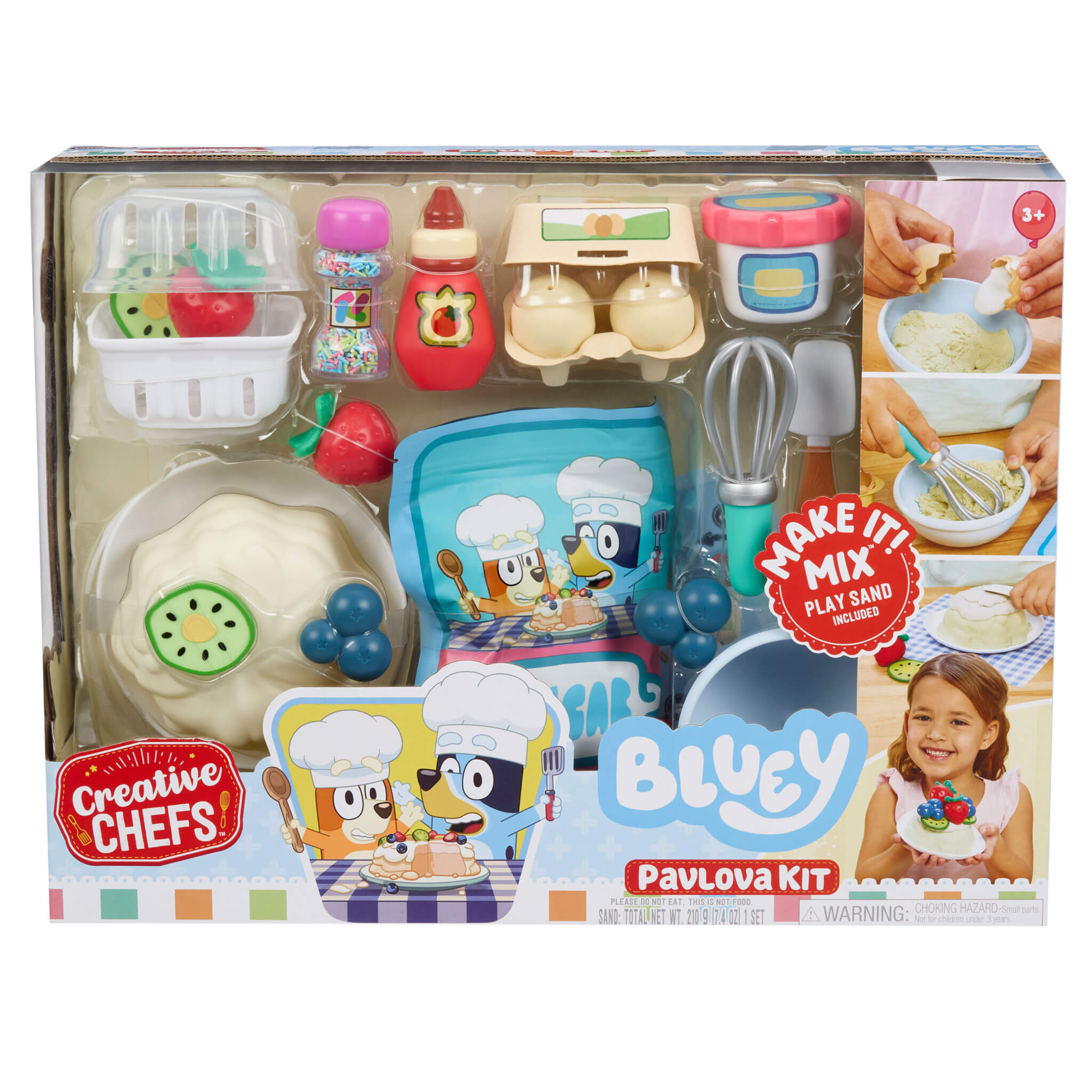 Creative Chefs™ Bluey - Pavlova Kit - Pretend Dessert Kit with Recipe Cards and Reusable Mix with Step-by-Step Pretend Dessert Making