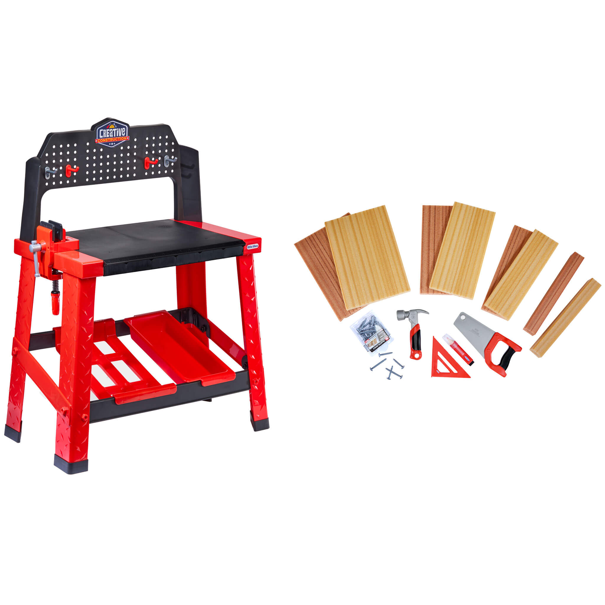 Creative Construction™ Workbench - Realistic Kids Workbench with Tools and Storage with Tool Recognition and Creative Building