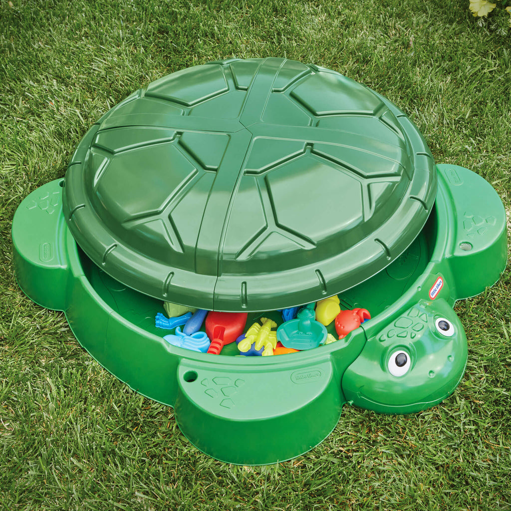 Turtle Sandbox - Outdoor Sand Play Center with Protective Lid with Covered Outdoor Sand Adventures